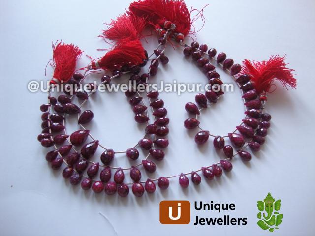 Ruby Faceted Drop Beads